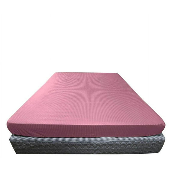14 Inch Extra Deep Fitted Sheet/Bottom Sheet (Short Queen, Stripe Light Pink) - 1800 Series Brushed Microfiber - Deep Pocket Fitted Sheet by The Great American Store