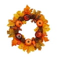 thumbnail image 1 of 14 Inch Fall Wreath Autumn Decorations for Front Door with Maple Leaves Pumpkins and Berries Harvest Thanksgiving Halloween Farmhouse Decor Indoor Outdoor Wall Window Hanging,, 1 of 7