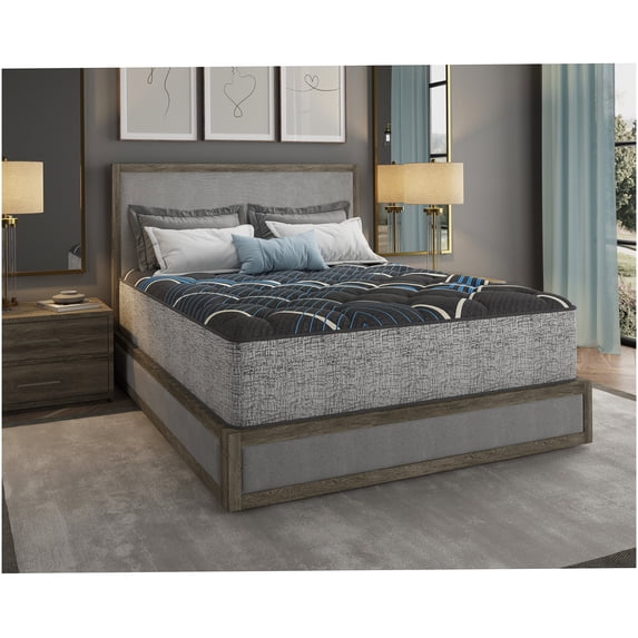 14 Inch Firm Hybrid Twin Mattress, Grey Blue, Cooling Gel Memory Foam, Pocketed Coils, Edge Support, Motion Isolation