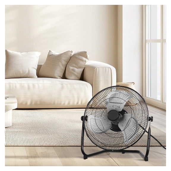 14 Inch Floor Fan, 3 Speed Adjustable Industrial Fan - High Velocity, 360 Tilt, Metal Fan for Home, Garage, Workshop