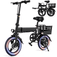 thumbnail image 1 of 14 inch Foldable Electric Bicycle, 500W Adult Commuter Electric Bike with Basket, Max Speed 19.9 mph, 36V 12AH Battery for Commuting, 1 of 10