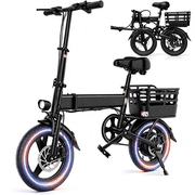 14 inch Foldable Electric Bicycle, 500W Adult Commuter Electric Bike with Basket, Max Speed 19.9 mph, 36V 12AH Battery for Commuting