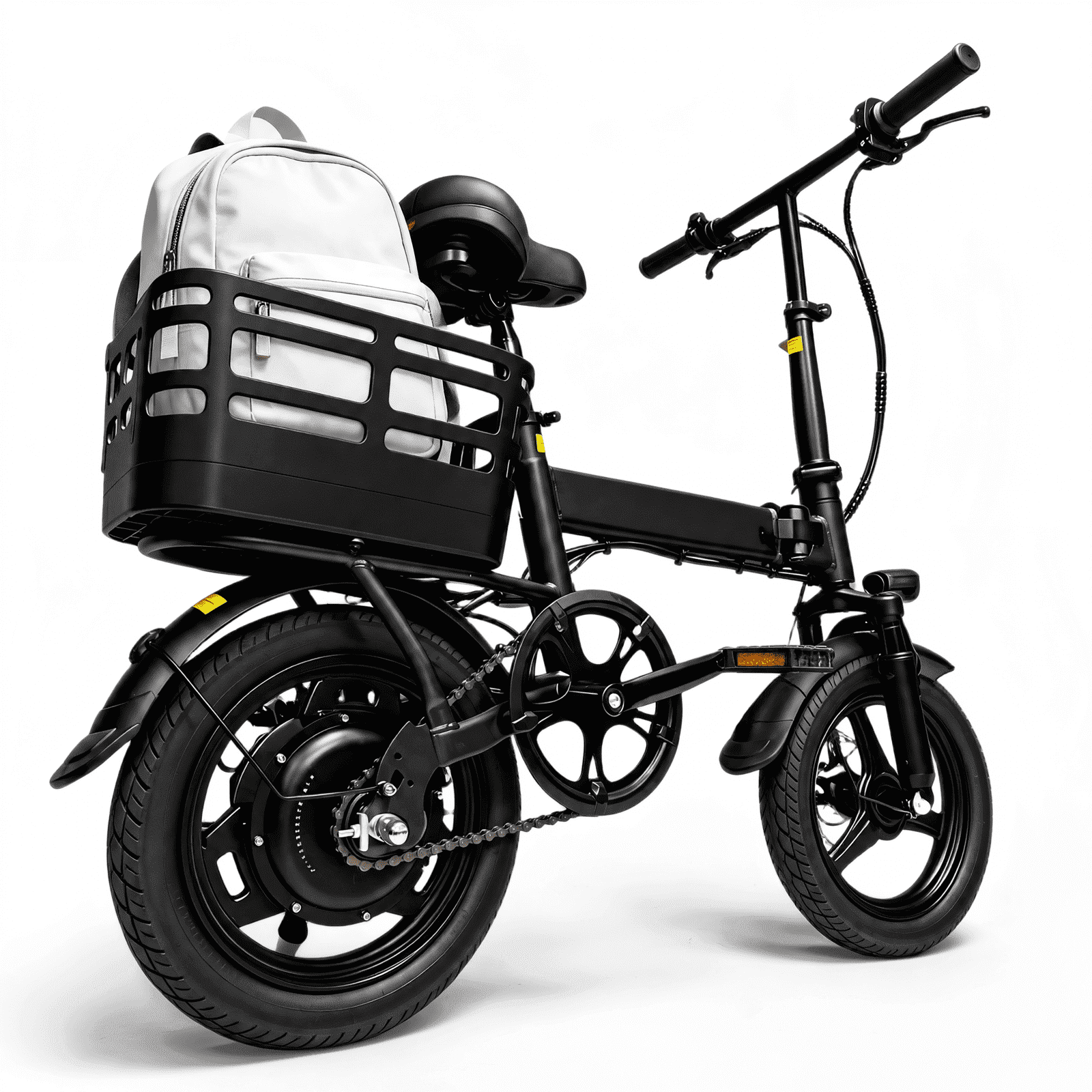 14 inch Foldable Electric Bike for Adults, 500W Peak Motor Mini Commuter Ebike, UL2849, 20MPH, 35Mi Range, 432Wh Battery in Rear Basket