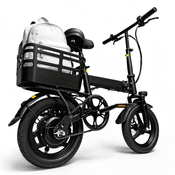 14 inch Foldable Electric Bike for Adults, 500W Peak Motor Mini Commuter Ebike, UL2849, 20MPH, 35Mi Range, 432Wh Battery in Rear Basket