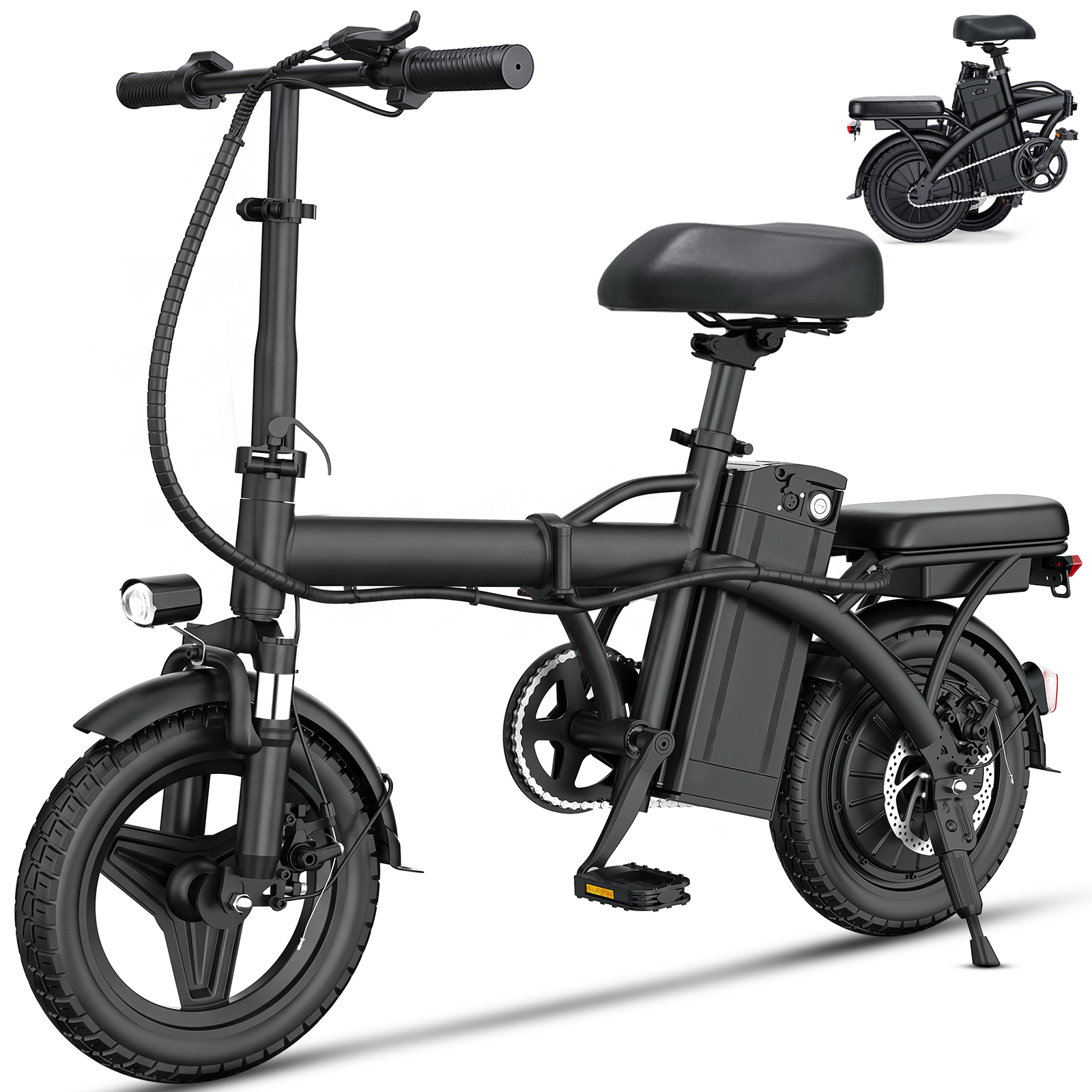 14 Inch Folding Electric Bicycle 560W Adult Electric Bicycle 48V 10 4Ah Maximum Range 32 Miles Dual Disc Brake Safety System 3 Speed Riding Front For: What We Checked First