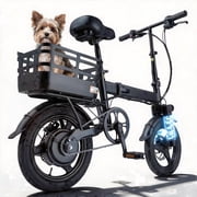 14 Inch Folding Electric Bike, 500W Peak Motor 432Wh Hidden Anti-Theft Battery, 20MPH Speed 35 Miles Range, Adult Mini Ebike with Rear Basket for Commuting Shopping UL2849