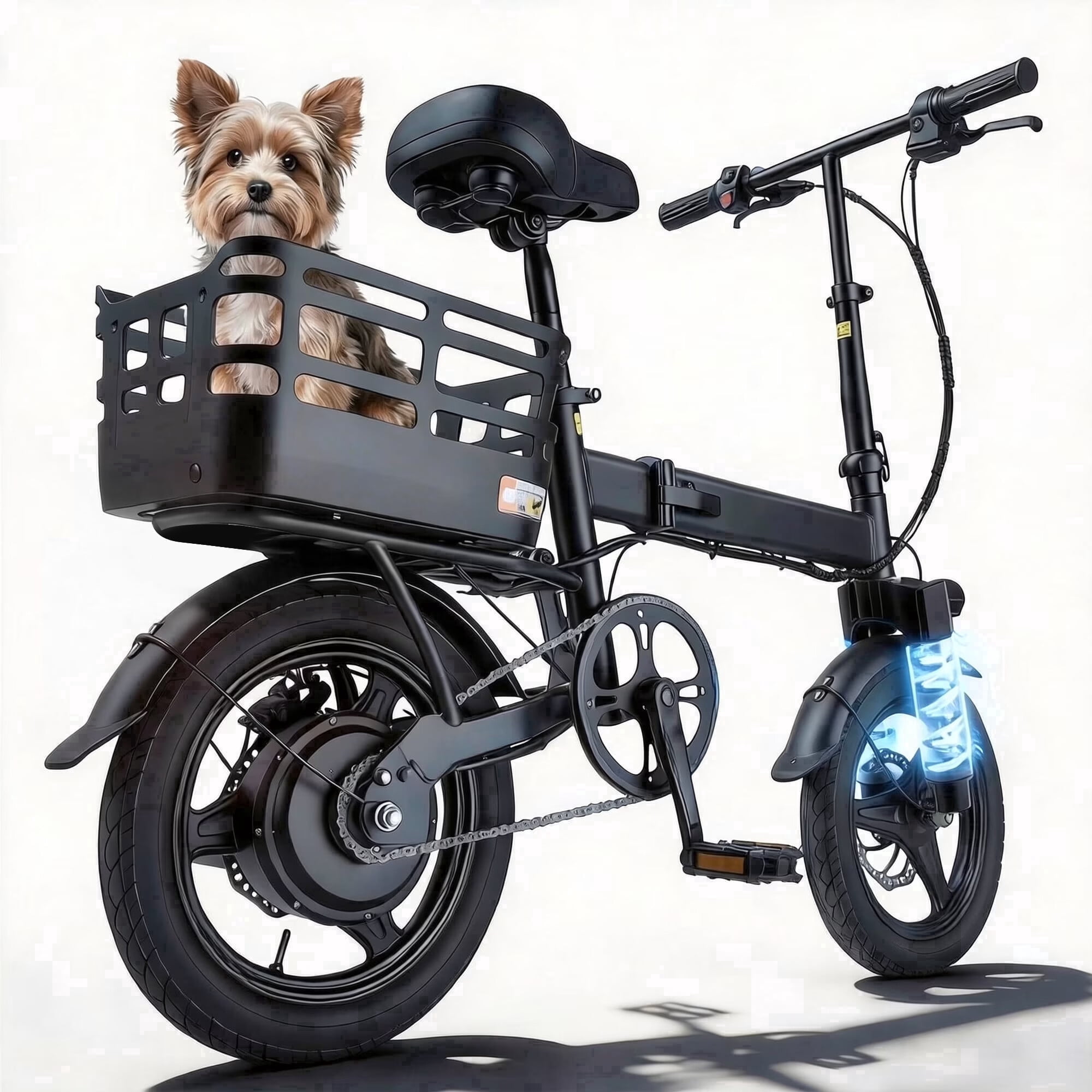 14 Inch Folding Electric Bike, 500W Peak Motor 432Wh Hidden Anti-Theft Battery, 20MPH Speed 35 Miles Range, Adult Mini Ebike with Rear Basket for Commuting Shopping UL2849
