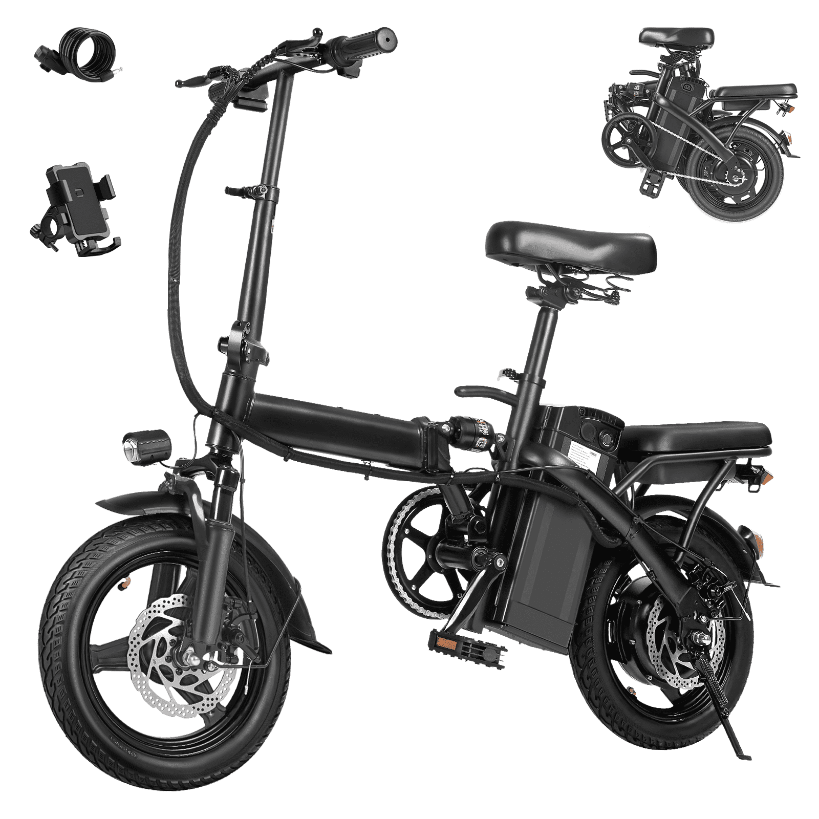14 Inch Folding Electric Bikefor Adults And Teens, 500W Motor, 22.8 MPH Max Speed,21MPH Folding Electric Bike