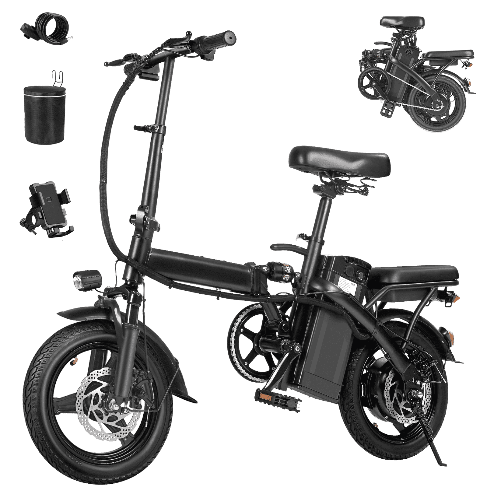 14 Inch Folding Electric Bikefor Adults And Teens, 500W Motor, 23.9 MPH Max Speed,24MPH Folding Electric Bike