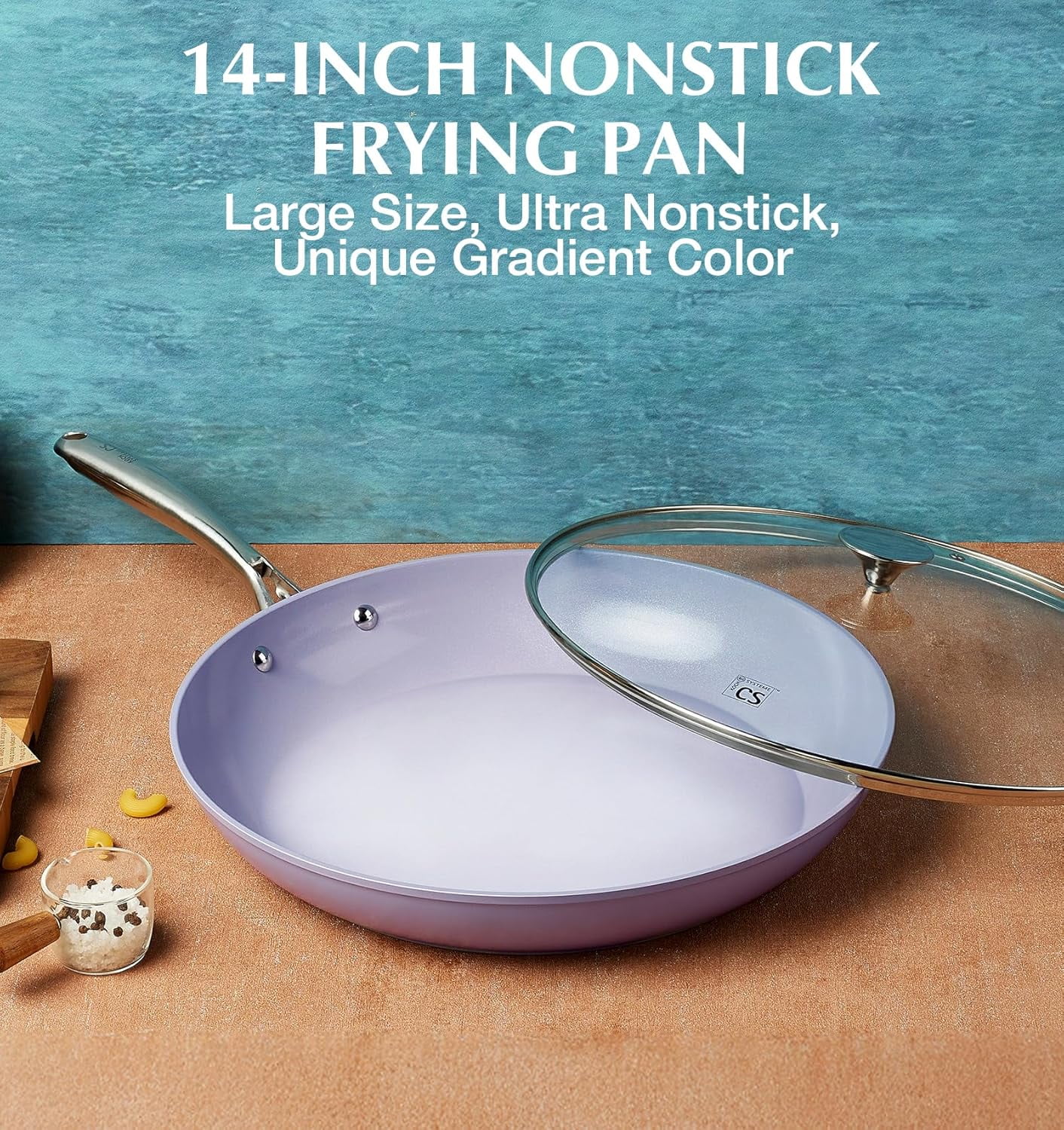 14 Inch Frying Pan with Lid, Large Skillet for Family & Commercial Use ...