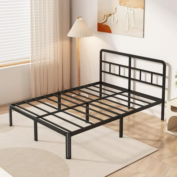 14 Inch Full Bed Frame with Headboard, Heavy Duty Metal Metal Full Size ...