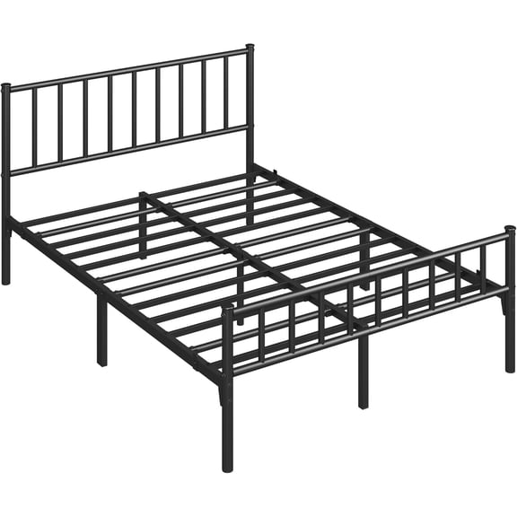 14 Inch Full Size Bed Frame Metal Platform Bed with Spindle Headboard Footboard/Mattress Foundation/No Box Spring Needed/Underbed Storage Space/Steel Slat Support/Easy Set up, Black
