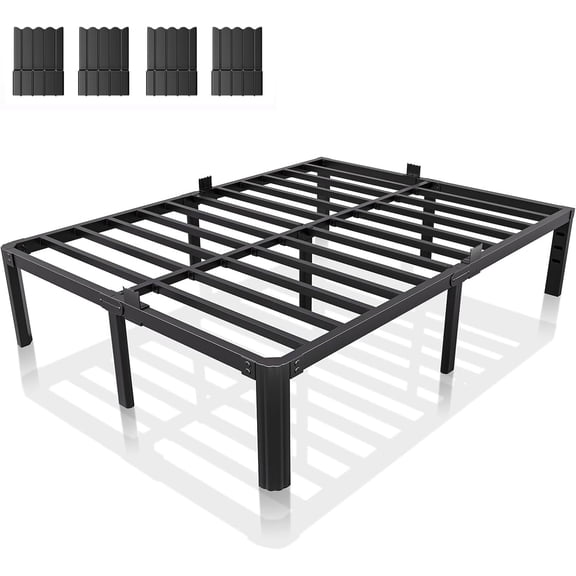 14 Inch Full Size Metal Bed Frame, Heavy Duty Platform Bed Frame with Headboard Compatible, Under Bed Storage, Noise Free, No Box Spring Needed, Mattress Retainers, Easy Assembly