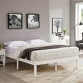 thumbnail image 1 of 14 Inch Full Solid Wood Platform Bed Frame, No Squeak Bed Frame with Wooden Slats, No Box Spring Needed, 9.2” Under Bed Storage – White, 1 of 10