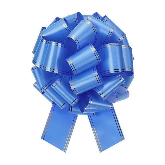 14 Inch Giant Large Pull Bow Big Metallic Car Bows Ribbon with Gold Edge for Wedding Presents Gift Wrapping Christmas, Blue