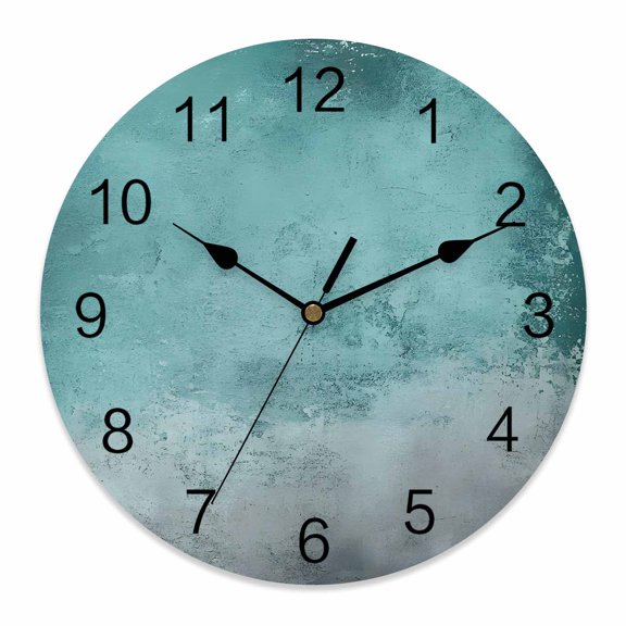14 Inch Graffiti Effects Modern Art Wall Clock, Retro Green Watercolor Battery Operated Silent Non Ticking Clocks, Easy to Read Round Wall Clock for Kitchen/Living Room/Bedroom/Bathroom