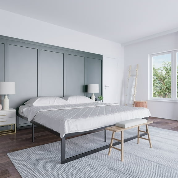 14-Inch (H) Metal Platform Bed Frame - No Box Spring Needed with Steel Slat Support and Quick Lock Functionality (King)