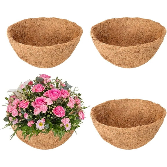 WLGJL 4Pcs 100% Natural Round Coconut Coco Fiber Planter Basket Liners，14inch