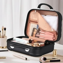 14 Inch Hard  Makeup Travel Bag with Handle and Zipper - Black