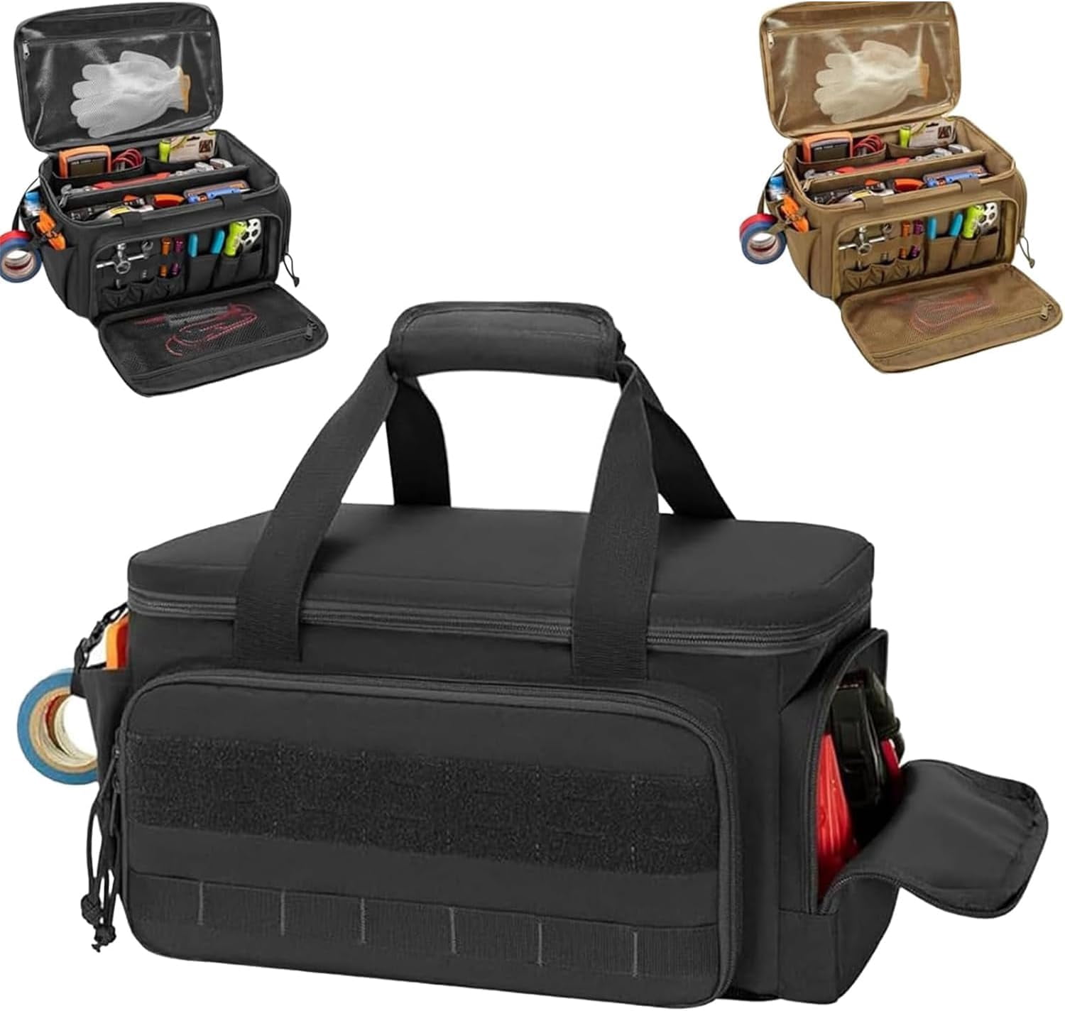 14-Inch Heavy-Duty Canvas Tool Bag,Large Capacity Hand Tool Storage Organizer with Adjustable Shoulder Strap,For Electrician, Plumber, Handyman (B)