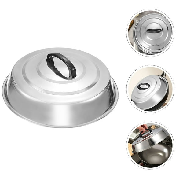 14 Inch Heavy Duty Dome Wok Lids, Stainless Steel Griddle Grill Accessories