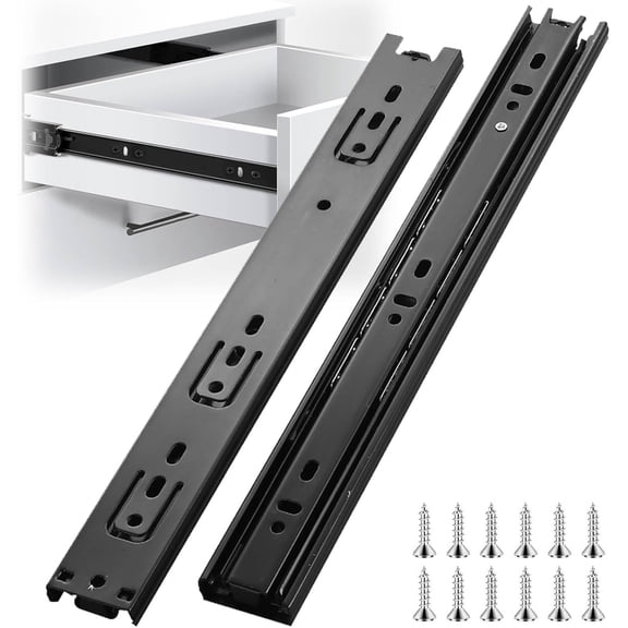 14 Inch Heavy Duty Full Extension Dresser Rails, Soft Close Drawer Slides Ball Bearing Kitchen Cabinet with Mounting Screws, Ball Bearing, Made of Cold-Rolled Steel, Rust Resistant