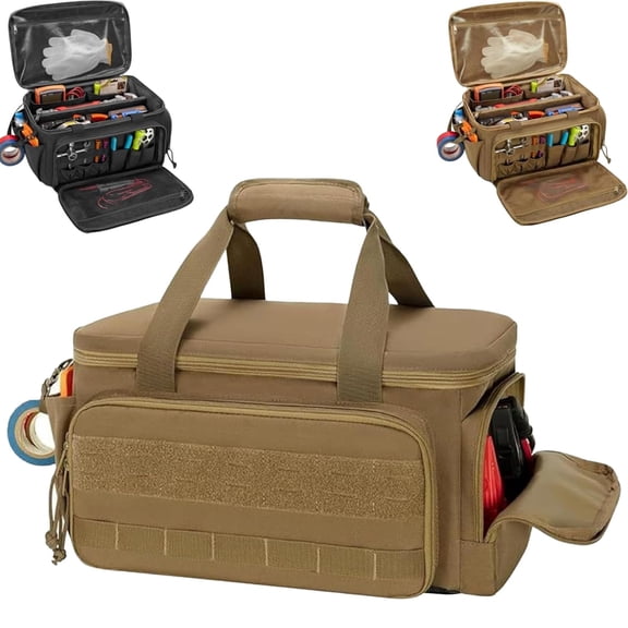 14-Inch Heavy Duty Tool Bag with Anti-Friction Bottom – Tactical Hand Tool Tote, Multi-Pocket Storage Organizer for Electricians, Carpenters, Mechanics