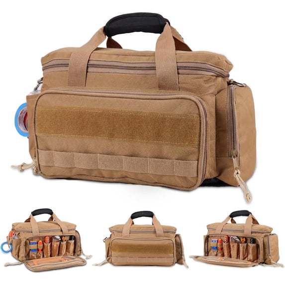 14-Inch Heavy Duty Tool Bags for Men, Tactical Tool Bag With Anti-Friction Bottom, Hand Tool Storage Bag, Work Tote Bag and 16+ Multi-Pockets, Ideal Gift For Mechanics, Electricians, Carpenters