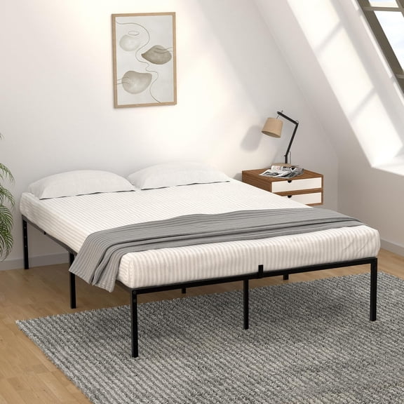 14-Inch High Metal Platform Bed Frame, Heavy-Duty Steel Base Supports Up to 1,000 lbs, No Box Spring Required, Easy Assembly, Reliable Build