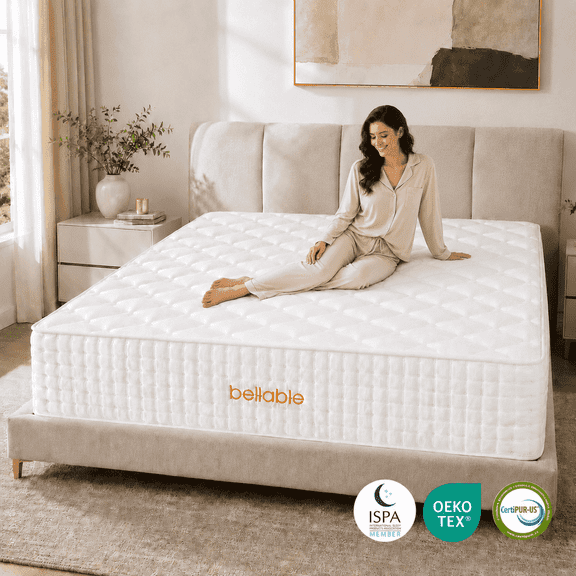 Bellable 14-inch King Hybrid Mattress, Medium-Firm Memory Foam and Innerspring in a Box