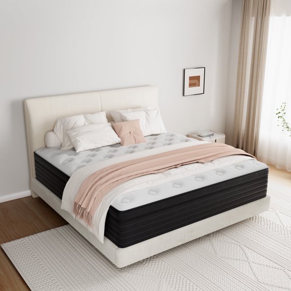 14 inch Hybrid King Size Mattress with Individually Wrapped Pocket Springs, Moderate Touch, High Density Foam for Comfort Sleep in a Box