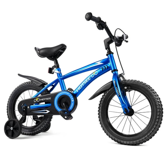 HOTSEE 14" Kids Bike with Removable Training Wheels Dual Brake, Children Bicycle for Kids Beginners for 4-6 Years Old, Blue