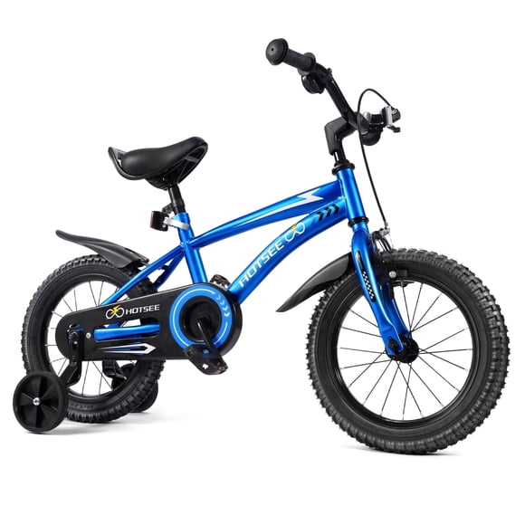 HOTSEE 14" Kids Bike with Removable Training Wheels Dual Brake, Children Bicycle for Kids Beginners for 4-6 Years Old, Blue