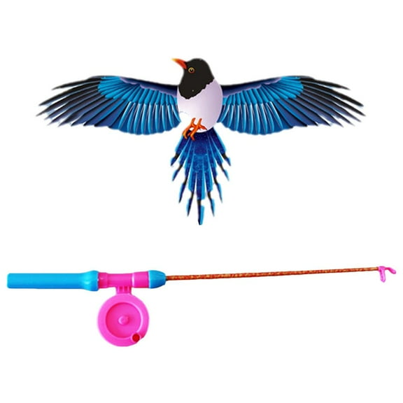 14-Inch Kids Cartoon Fishing Rod Kite with 164ft Line, Easy-to-Fly Handheld Kite for Outdoor Fun and Family Bonding, Style G