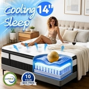 14'' King Size Mattress in a Box, Gel Memory Foam Hybrid Mattress for Cooling Comfort & Pressure Relief, Medium Support with Breathable 3D Knitted Cover, Motion Isolation, CertiPUR-US Certified