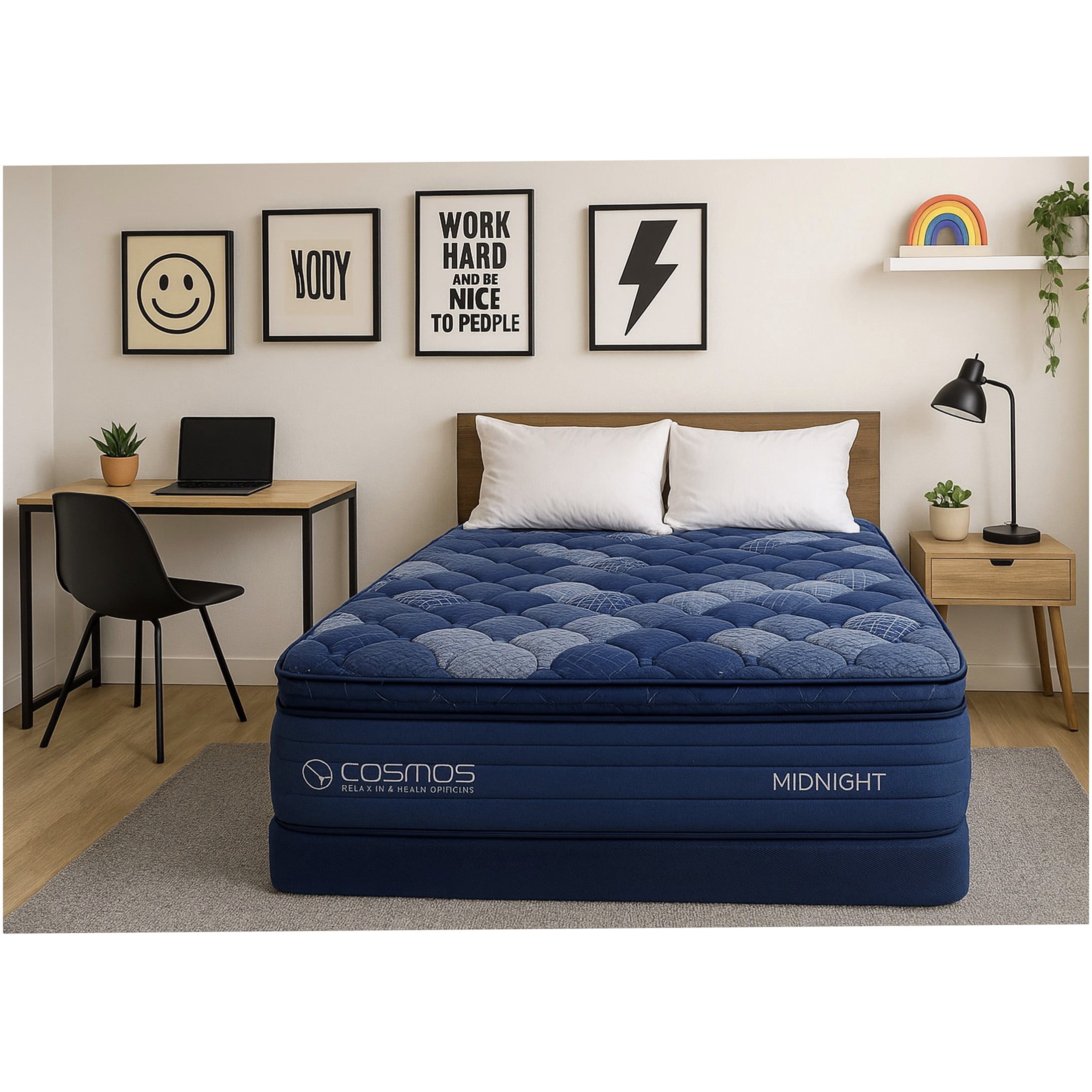 14 Inch King Size Hybrid Mattress, Medium Firm Support with Pocket Coils & Memory Foam, Compressed in Box for Easy Setup