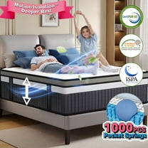 14 Inch King Size Mattress, Hybrid Mattress with Memory Foam & Pocket Springs for Motion Isolation, Medium Firm Bed-in-a-Box, Motion Isolation, Cooling & Breathable