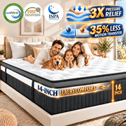 14 Inch King Size Mattress, Medium Firm Gel Memory Foam Mattress with Pressure-Relieving Memory Foam, 3-Layer All-Foam System, Pocket Springs, Cooling Breathable Fabric, CertiPUR-US Certified