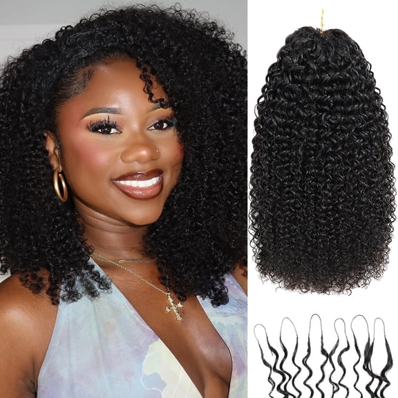 14 Inch Kinky Curly Crochet Human Hair 50g 50 Standards Pre-separated Invisible Miracle Knots Feather Crochet Human Hair Extensions 1Pcs