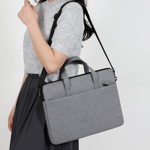 14 Inch Laptop Bag with Adjustable Shoulder Strap, Waterproof Oxford Cloth Briefcase for Men and Women, Multiple Compartments for Business and Travel,Gray
