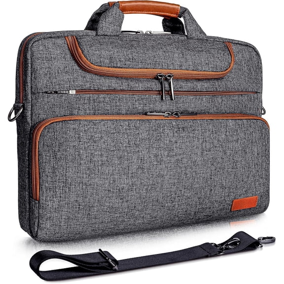 14 Inch Laptop Bag,  Business Briefcase Computer Messenger  Bag with Strap for Macbook Pro Air/ IdeaPad/ Aspire// XPS 15//MSI, Dark Grey