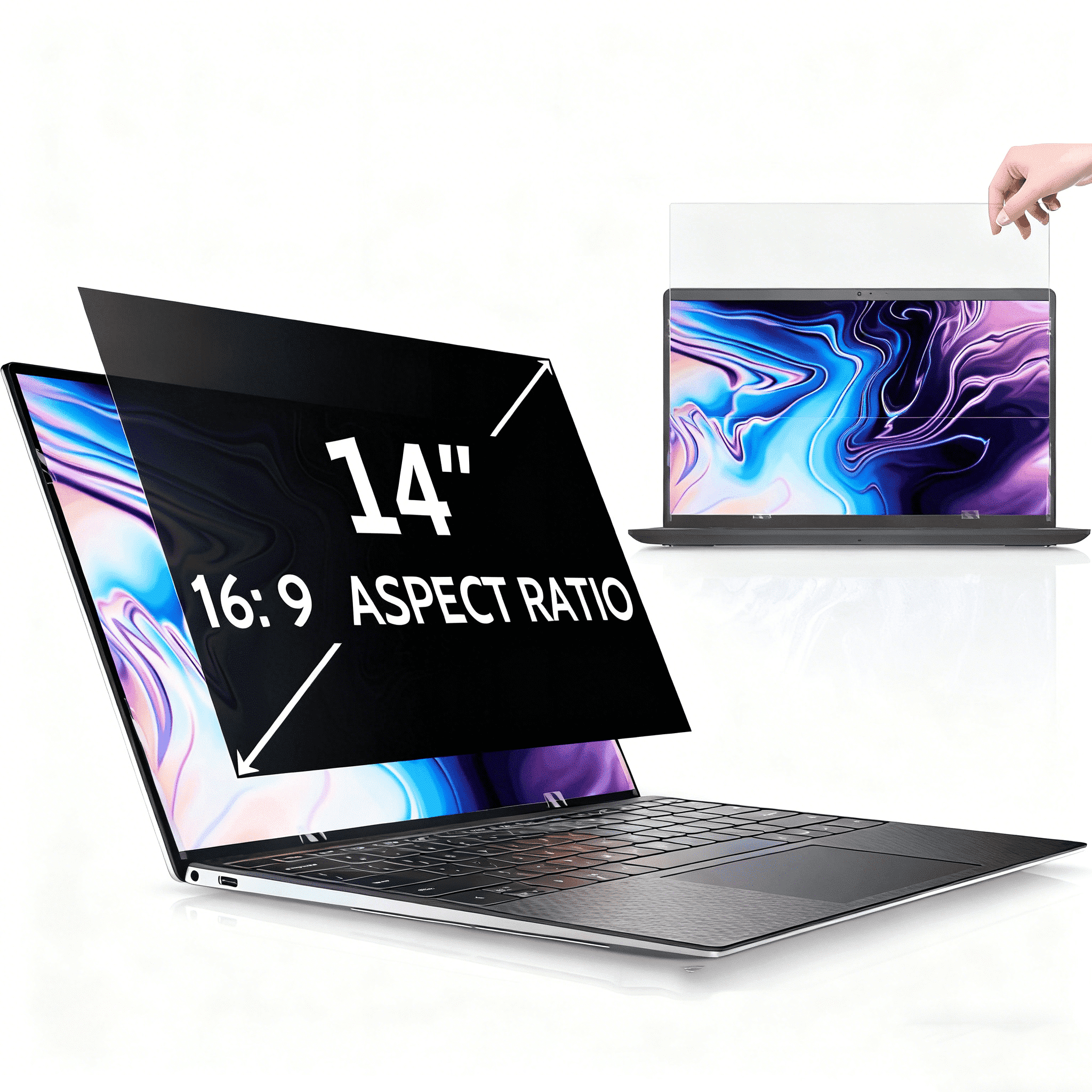 Jous 14 inch Laptop Privacy Screen for 16:9 Computer Monitor, Anti Glare Blue Light Filter Protector, Removable Security Shield ,1 Pack