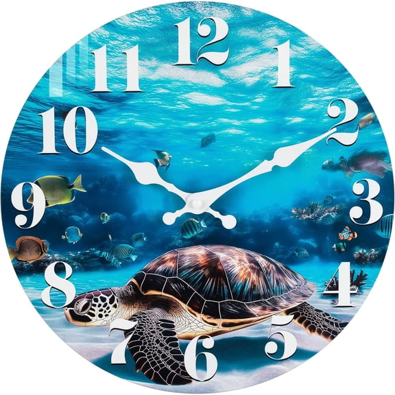 14 Inch Large Ocean Wall Clocks Battery Operated Coastal Wall Decor
