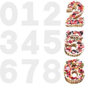 14 Inch Large Size Number Cake Mold Baking Forms Moulds, 9 count 0-8 Cake Number Stencils Flat Plastic Templates Cake Number Mold Large Numerical Stencils for DIY Numbers Cakes Pastry Cookies
