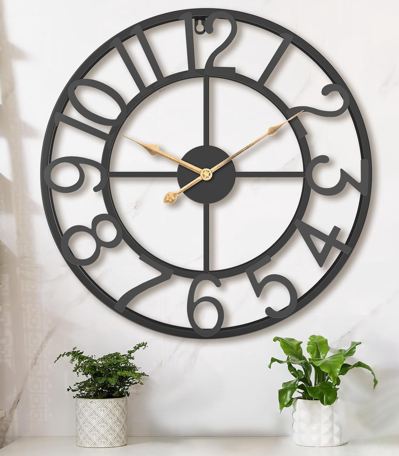 14 Inch Large Wall Clocks for Living Room Decor,Big Silent Battery ...
