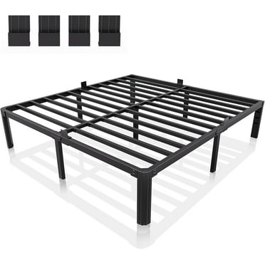 14 Inch Metal Bed Frame King Size, 3000Lbs Heavy Duty Balck Platform King Size Bed Frame with Round Corner Legs, Mattress Slide Stopper, No Box Spring Needed, Easy Assembly