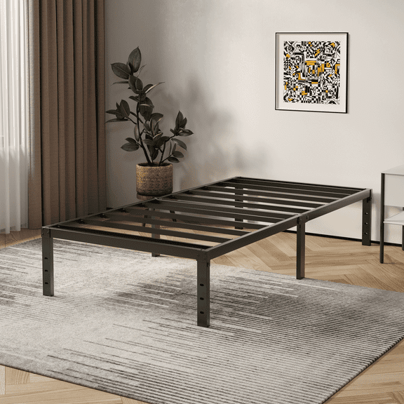 WANTAI 14 Inch Metal Platform Bed Frame,Twin Bed frames,Heavy Duty Steel Slat Support, No Box Spring Needed, Noise-Free, Easy Assembly, Modern Minimalist Design