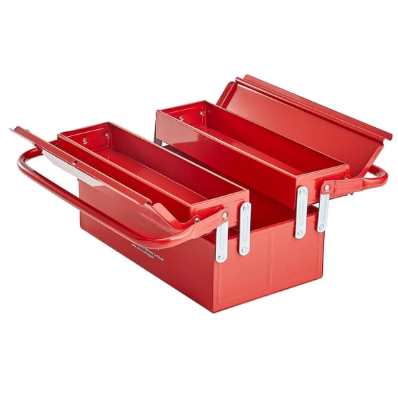 14-Inch Metal Tool Box, 3-Tray Portable Tool Chest Organizer