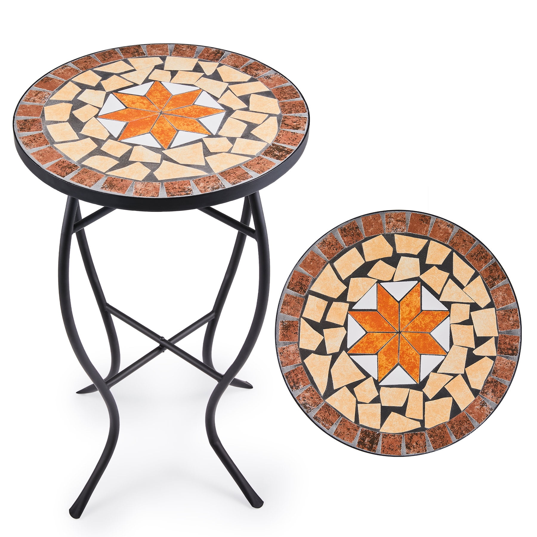14 Inch Mosaic Outdoor Table & Plant Stand for Living Room Patio Garden