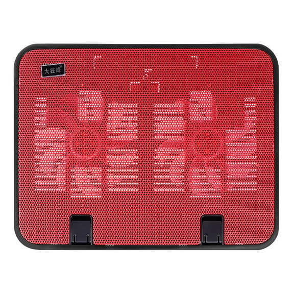 14 Inch Notebook Cooler 5V Dual Fan USB External Laptop Cooling Pad Slim Stand High Panel Fan (Red)